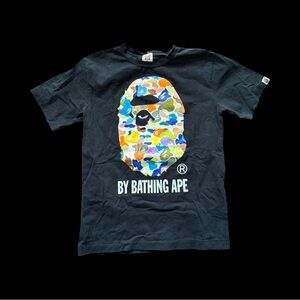 Bape Black Tee with Multicolor Ape Graphic